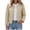 Khaki, variant on Short Puffer Jacket Womens Quilted Button Down Collarless Warm Fall Winter Casual Lightweight Windproof Coat with Pockets