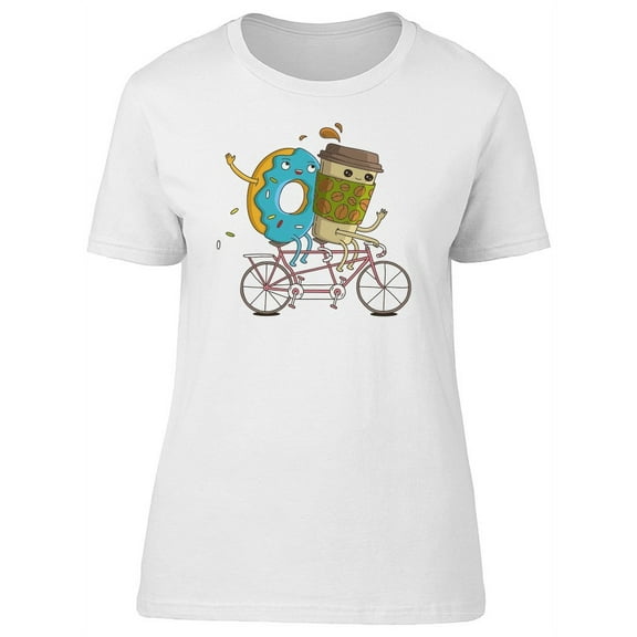 Donut And Coffee On Bike T-Shirt Women -Image by Shutterstock, Female Medium