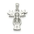thumbnail image 4 of Auriga Fine Jewelry 925 Sterling Silver Rhodium-plated Polished/Satin Moose Pendant for Women, 4 of 6
