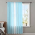 thumbnail image 4 of Aqua White Stripe Sheer Curtains 63 Inches Long, Modern Rustic Vertical Striped Light Filering Curtains, Breathable Simi Curtain Privacy Drapes for Living Room Bedroom Lightweight Window Treatment, 4 of 9