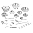thumbnail image 1 of 1 Set/16 Pcs Stainless Steel Kitchenware Pot Spoon Chopstick Cooking Kitchen Cosplay Cook Supplies for Children Kids Home DIY Craft (Silver), 1 of 6