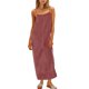 thumbnail image 3 of TaTaai Square Neck Slip Dress Women, Linen Blend Backless Sleeveless Maxi, Solid Color High Slit Ankle Dress, Summer Boho Beach Cover Gift, 3 of 8