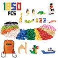 thumbnail image 1 of Minizfigs Juego de Ladrillos de Construcción Clásico de 1850 Pzas / 4,6 Libras / Bloques de Construcción de Juguetes Básicos de Surtido Creativo a Granel para Niños, 11 Colores, 100% Compatible con To, 1 of 5