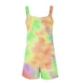 thumbnail image 6 of Feancey Tie Dye Overalls for Women Lace Up Suspender Romper Shorts Summer Sleeveless Loose Jumpsuits with Pockets Yellow 3XL, 6 of 6