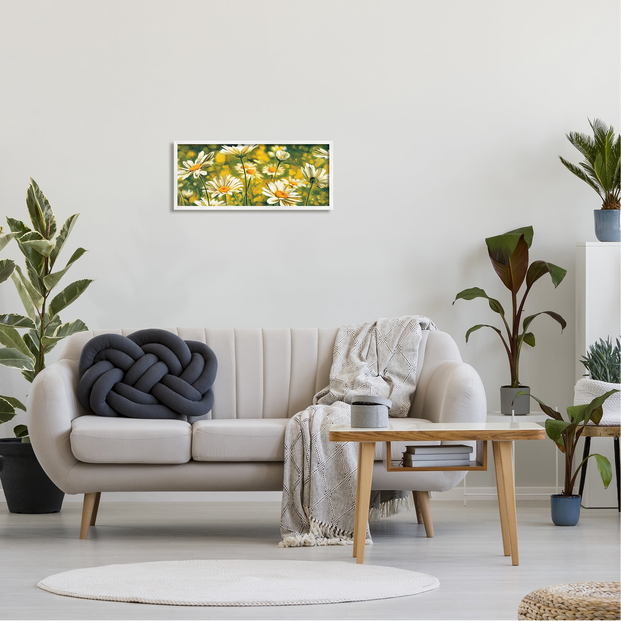 Stupell Wild Daisies Blooming Nature Garden Botanical & Floral Painting White Framed Art Print Wall Art
