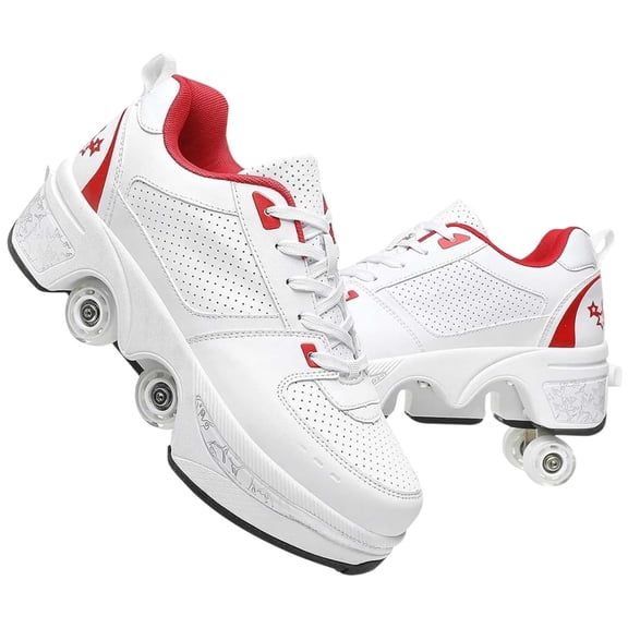 Roller Skate Shoes for Women,Double-Row Deform Wheel Shoe Skate,Shoes with Wheel,2-in-1 Adult Parkour Roller Shoes Suitable for Outdoor Fun, Fitness