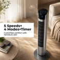 thumbnail image 6 of Alvantor Tower Fan for Bedroom, 60° Oscillating Standing Fan with 28dB Quiet for Sleep, 25ft/s Velocity, 12H Timer, 5 Speeds 4 Modes, Remoter, Bladeless Room Fan for Home, Office, Indoor, 6 of 7