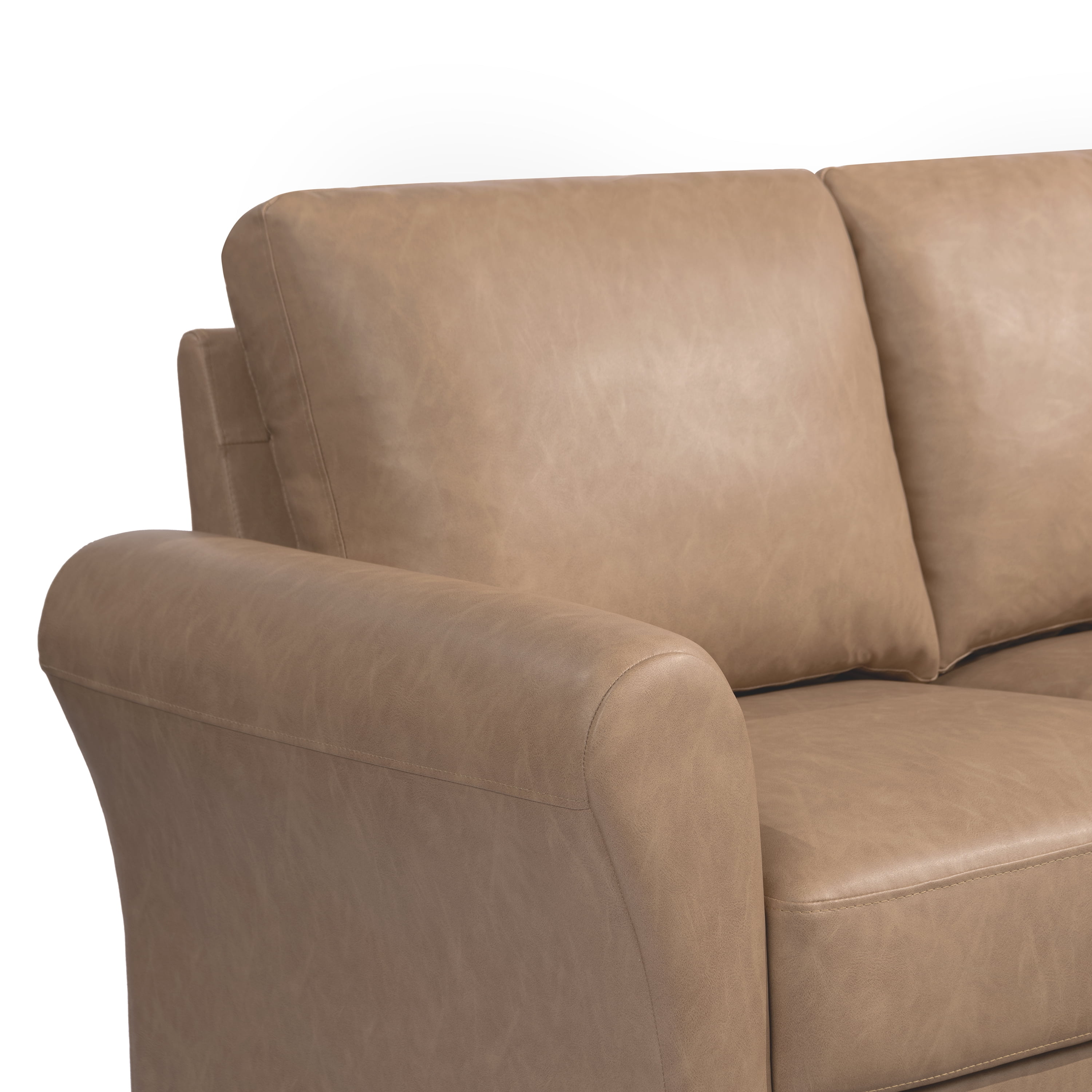 Lifestyle Solutions Alexa Sofa with Rolled Arms, Brown Fabric