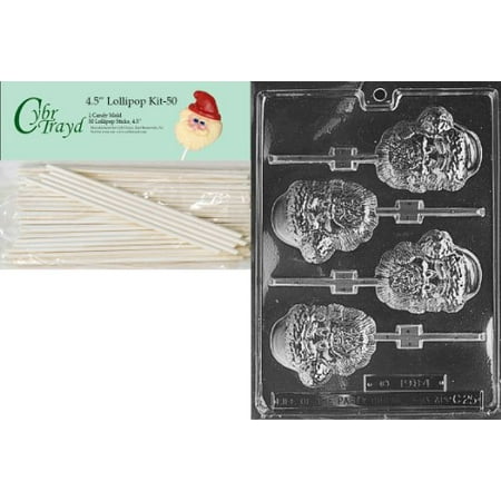 New Lollipop (Cybrtrayd 45St50-C025 New Santa Lolly Christmas Chocolate/Candy Mold with 50 4.5-Inch Lollipop)