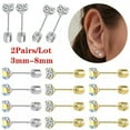 thumbnail image 2 of QQTDFG 2 Pairs Stainless Steel Stud Earring Push-in CZ Cartilage Tragus Earring Jewelry-Style 3-4mm, 2 of 9