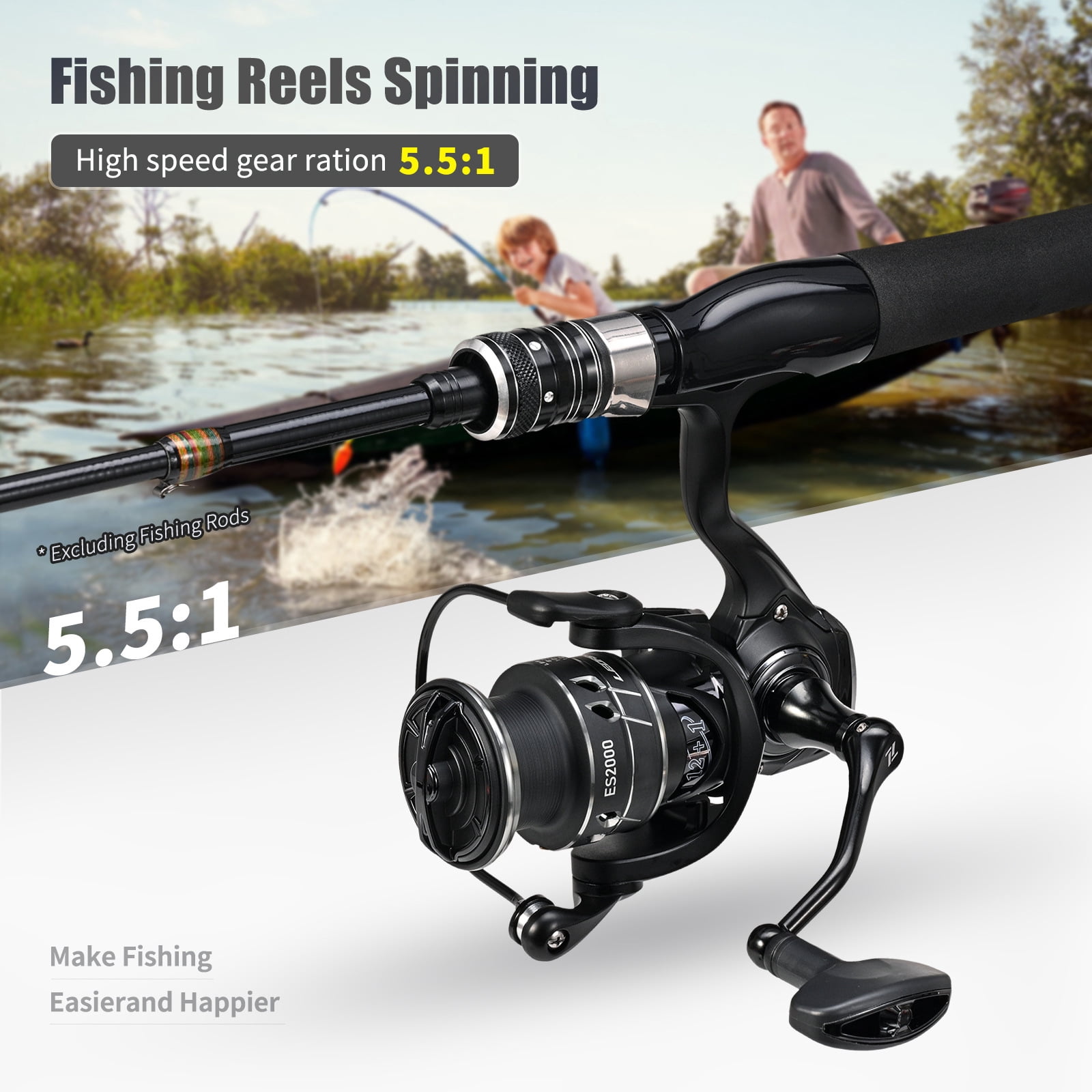 Fishing Reel for Freshwater Fishing 5.1:1/5.5:1 Gear Ratio Reel 12+1 Fishing Reel
