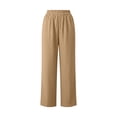 thumbnail image 5 of fatyb Womens Straight Leg Pants Elastic Waist Casual Long Pants Lightweight Plain Trousers with Pockets, 5 of 6