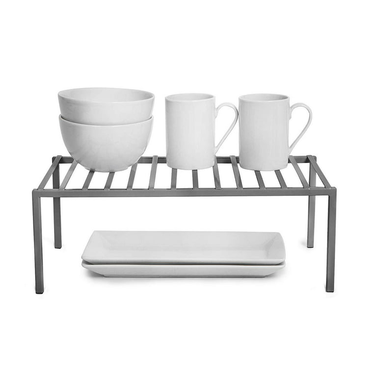 Smart Design Cabinet Storage Shelf Rack - Large - 8.5 x 16 inch - Charcoal Gray