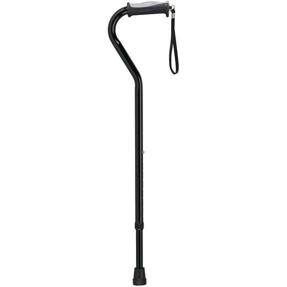 Adjustable Height Offset Handle Cane with Gel Hand Grip, Black( Pack of 2 )