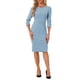 thumbnail image 2 of Vestido Vintage para Mujer Inspire Chic de Manga 3/4, Vestidos Sheath para Trabajar, Color Azul Cielo, 2 of 6