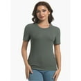 thumbnail image 3 of Women's Crew Neck Ribbed Fitted Shirt Basic Short Sleeves Summer T Shirt Tops, 3 of 7