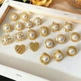 BLOPQ Gold Color Stud Earrings Acrylic Pearl Earring Multi Shape Studs