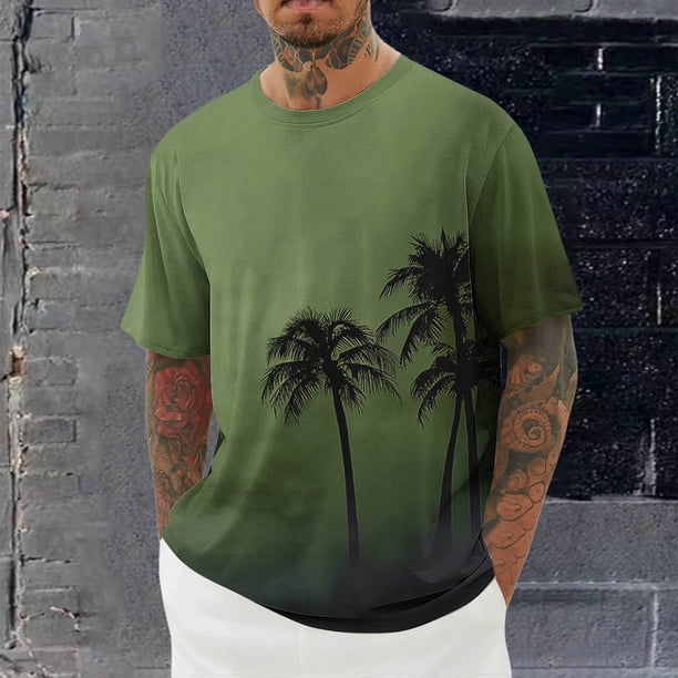 Tops para hombre, blusas y camisas de cuello redondo y manga corta para hombre, blusas casuales de moda con cuello redondo y manga corta, blusas para hombre, blusas de poliéster para hombre