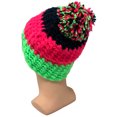 thumbnail image 4 of Empire Cove Winter Tri-Color Knit Beanie with Pom Pom- Lime, 4 of 5