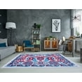 thumbnail image 2 of Ladole Rugs Turkish Vincenza Series Ornamental Design Abstract Area Rug Carpet in Blue Red, 5x8 (5'3" x 7'6", 160cm x 230cm), 2 of 5