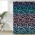 thumbnail image 5 of Ombre Leopard Shower Curtain, 60" x 72", Print Colored Gradient Waterproof Bathroom Curtain Washable Shower Curtain Set with 12 Hooks, 5 of 6