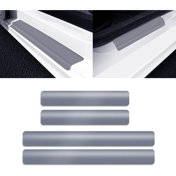 Xotic Tech Car Door Edge Guards Door Sill Protector Film Automotive Anti-Collision Carbon Fiber Vinyl Wrap Stickers for Most Cars Accessories (3D Silver 2.7Inch Wide, 2Ft/1.25Ft)