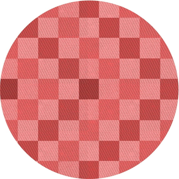 Ahgly Company Indoor Round Patterned Ferrari Red Area Rugs, 6' Round