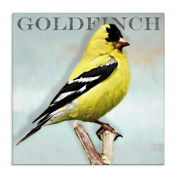 Stupell Industries Farmhouse Yellow Goldfinch Bird Portrait Rustic Text Typography Canvas Art, 17 x 17, by Alpenglow Workshop