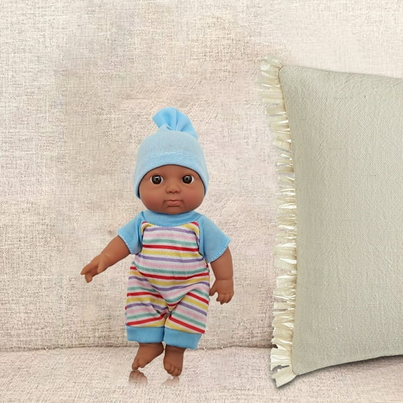 Reborn Baby Dolls Silicone Full Body Black,Mini Black Reborn Baby Dolls Silicone Full Body, Realistic Baby Doll, African Baby Boy,Full Silicone Baby Doll, Enamel Doll 7-inch Mini Enamel Doll Toy