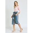 thumbnail image 6 of Mutual 3/4 Sleeve Multi Color Stripe Knit Sash Midi Dress | S-3X, 6 of 19