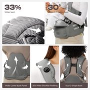 Bc Babycare Hexa Effortless Carrier, Ergonomic Carrier with Hip Seat Lumbar Support (Newborn to Toddler), Gray
