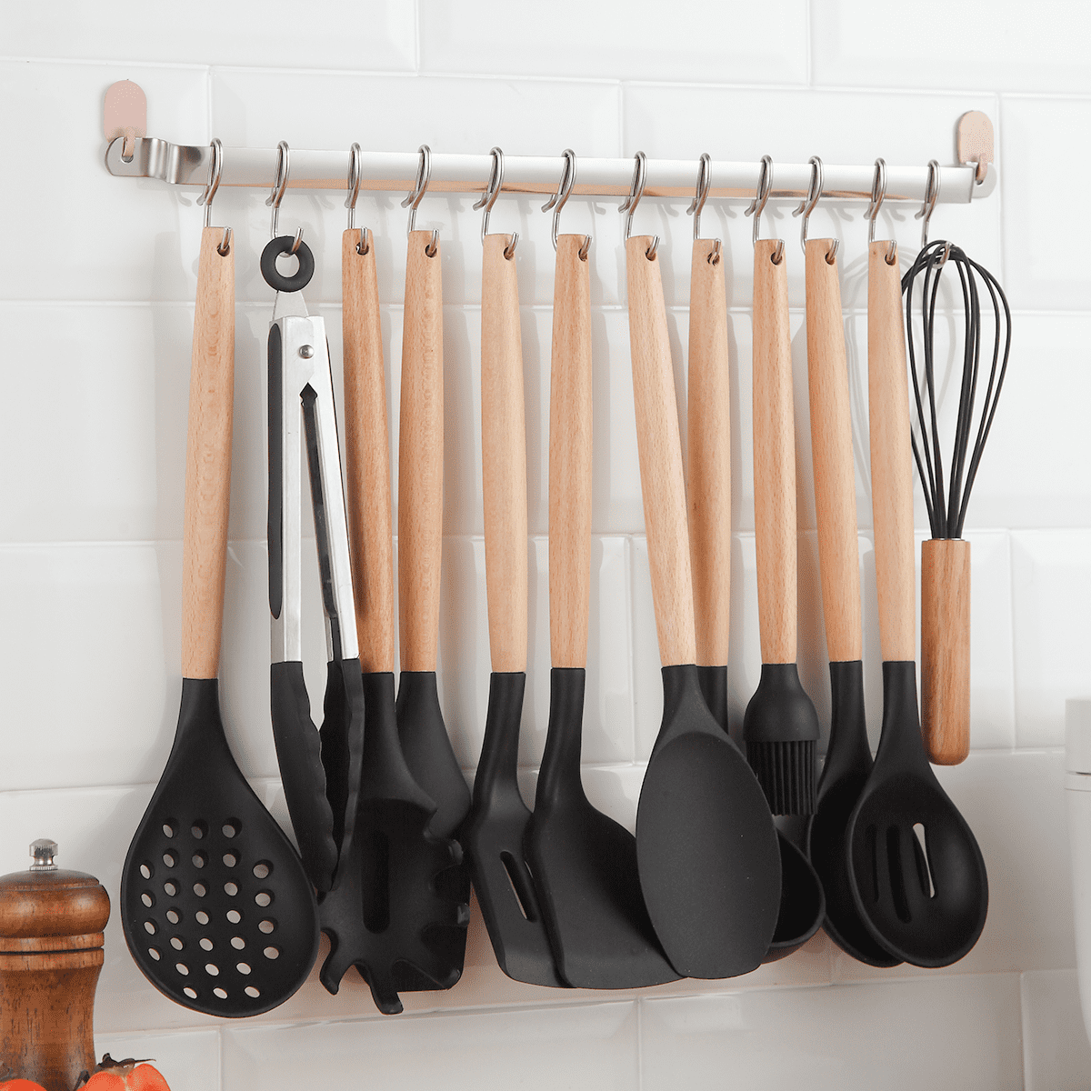 ReaNea Cooking Utensils Set Stainless Steel 37 Pieces Kitchen Utensils Set  Kitchen Tool Gadgets with Hooks for Hanging
