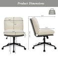 thumbnail image 4 of Armless Office Chair, Criss Cross Chair with Wheels & 25" Wide Seat, Cross Legged Office Chair in Fabric, Ergonomic Office Chair Adjustable Home Office Vanity Chair for Home, Office, Dark Grey+White, 4 of 9