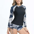 thumbnail image 3 of VBTAPA Women Two Piece Rash Guard Long Sleeve Swimsuits Sets UV UPF 50+ Cropped Swim Shirt with Boyshort Bottom Bathing Suits Limited Time Sales Blue XXL, 3 of 8