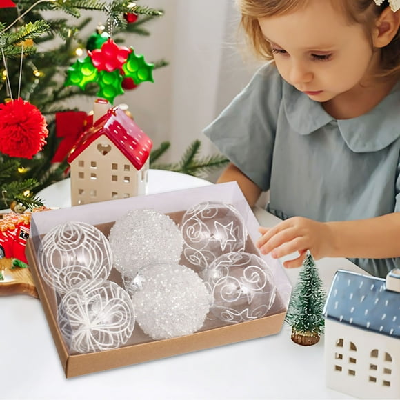 Christmas Decorations 8cm/6pcs Fine Transparent Painted Christmas Gift Box Christmas Tree Pendant