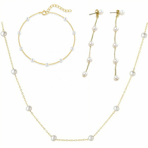 DESIGNICE 3Pcs Gold Jewelry Set,Soft Contact Gold Jewelry Sets for Women,Sculpted Form Gold Necklace Set,Gold Plated