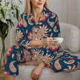 thumbnail image 6 of Pajama Sets for Women 2 Pcs, Paisley Pattern No.90116 Button Down Long Sleeve Sleepwear Lounge PJ Sets, 6 of 6