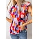thumbnail image 3 of ABPHQTO Top estampado con cuello alto y volantes en la manga casquillo con volantes rojos para mujer, 3 of 5