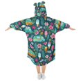 thumbnail image 2 of FORMRS Wearable Blanket Hoodie with Sleeves for Kids Cozy Flannel Sweatshirt, Green Vibrant Truck Pattern, 2 of 7