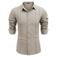 thumbnail image 6 of COOFANDY Mens Casual Beach Button Down Shirts Long Sleeve Cuban Camp Guayabera Shirts, 6 of 7