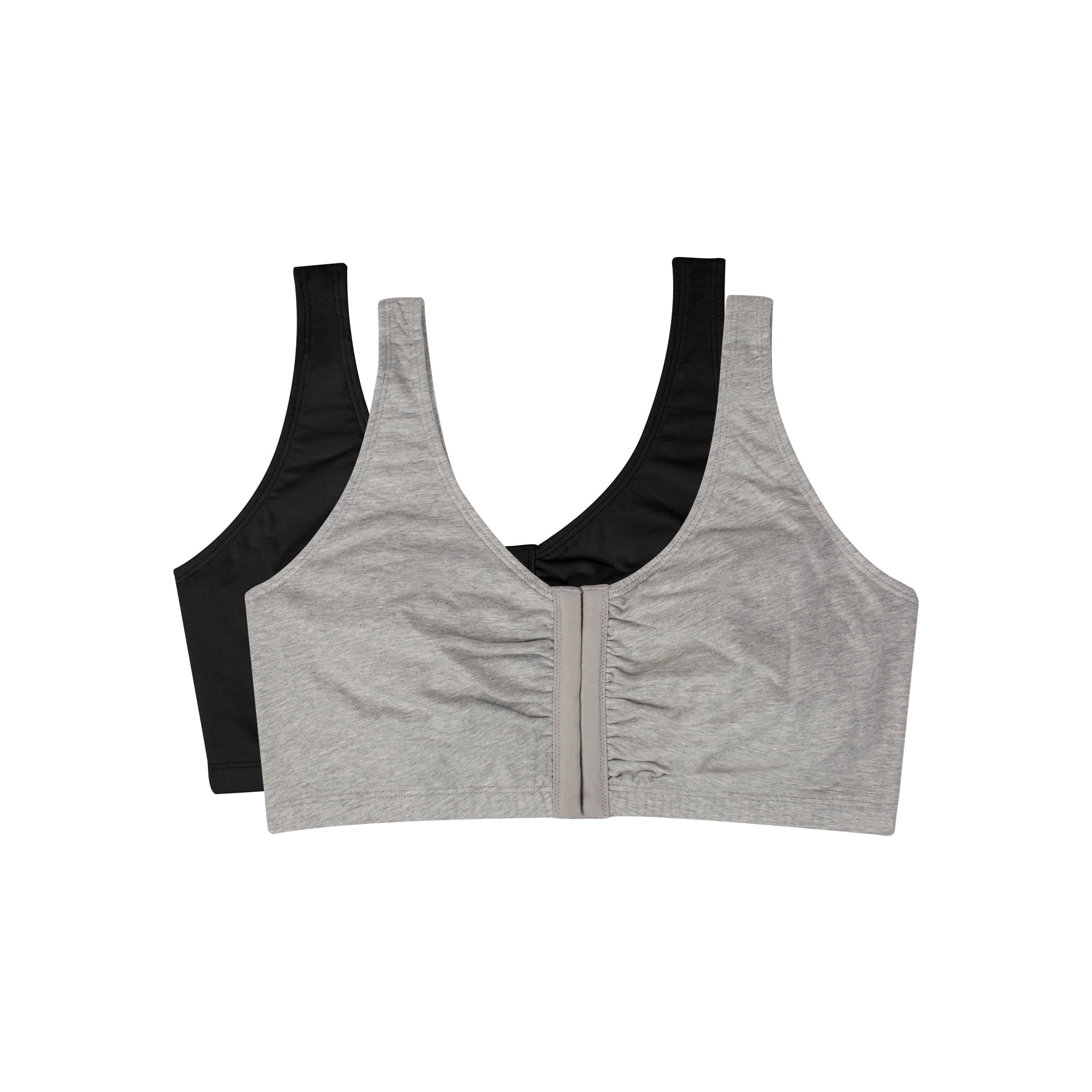 Fruit of The Loom Women's Comfort Front Close Cotton Sports Bra, 2 Pack
