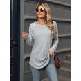 thumbnail image 6 of Women'S Stripe Tunic Tops Casual Long Sleeve Shirts Round Neck Pullover Light Gray L, 6 of 7