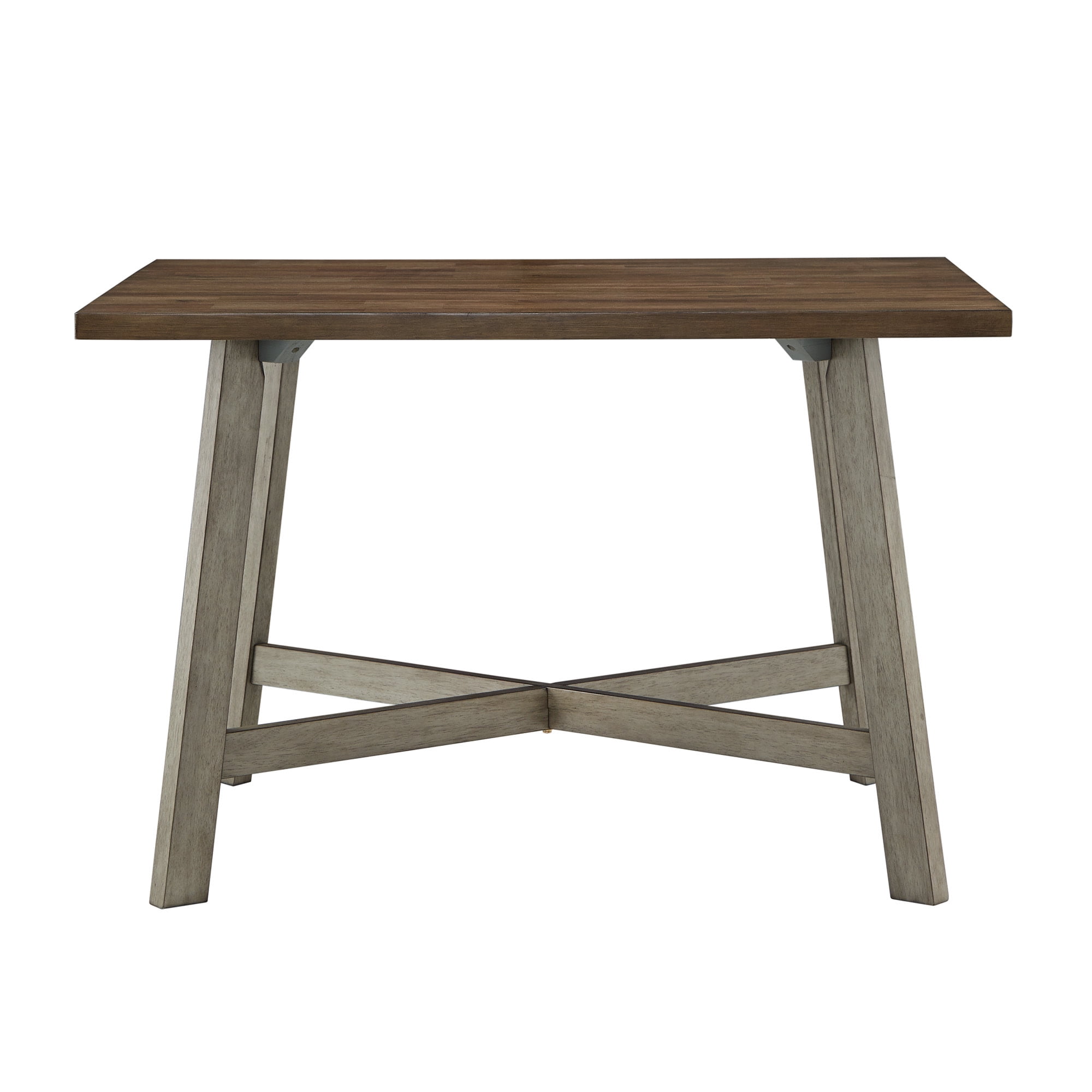 Weston Home Valence 47.5" 4 - Person X-base Trestle Dining Set, Antique Grey, Rustic Oak Finish
