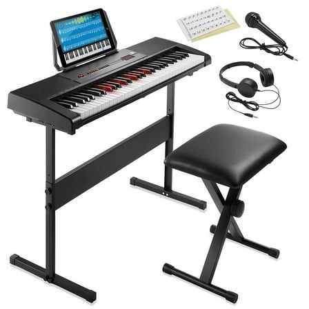61-Key Keyboard Piano with Light Up Keys, Stand and Stool