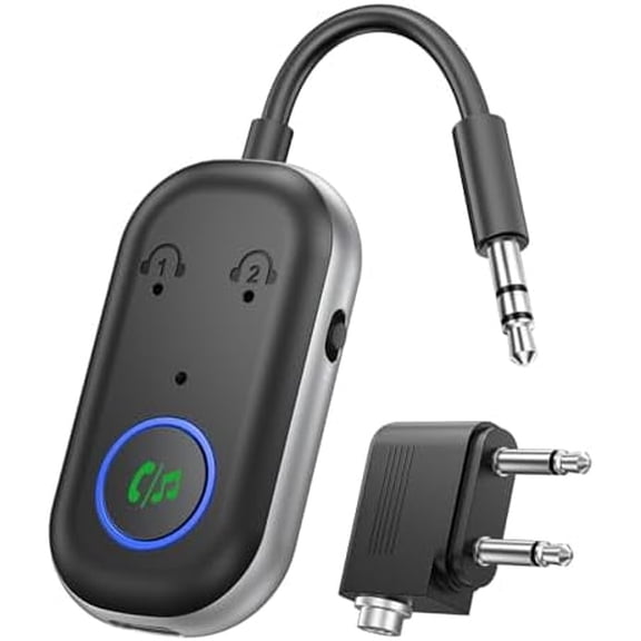 Bluetooth Transmitter Receiver 2-in-1, 3.5mm Airplane Adapter for TV & Headphone, Bluetooth 5.3 Aux Adapter for Home Stereo, Speakers, Car, Dual Connection, Low Latency Audio