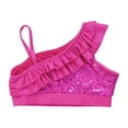 thumbnail image 4 of TiaoBug Kids Girls Sequin Ruffled Crop Top Modern Jazz One Shoulder Cami Tank Hot Pink 10, 4 of 7