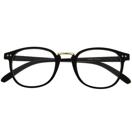 Retro Vintage Style Clear Lens Eye Glasses Hipster Cool Nerd Smart Oval Round, Black
