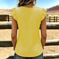 thumbnail image 5 of Miluxas Women's Gingham Plaid Sleeveless Tank Tops Button Accent V Neck Casual Loose Tunic Blouse Lightweight Summer Shirts for Daily Vacation Yellow, 5 of 7