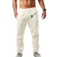 thumbnail image 2 of Outfmvch Long Johns for Men Joggers for Men Mens Fashion Casual Printed Linen Pocket Lace Up Pants Large Size Pants Cargo Pants for Men White 3xl, 2 of 4