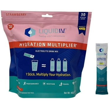 Liquid I.V. Hydration Multiplier, 30 Stick Packs in Resealable Pouch, Strawberry
